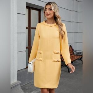 LifeShe Women's Long Sleeve Tweed Mini Dress